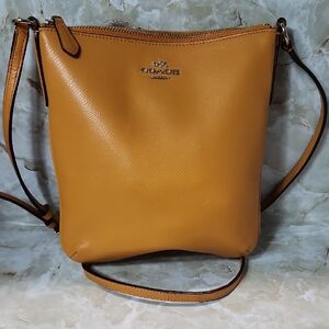 Coach North South Butterscotch Crossgrain Leather Orange  Crossbody Bag